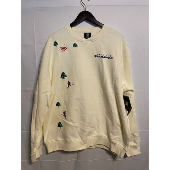 Seattle Seahawks Winter Skiing Sweater XL Extra Large Cream New NFL - Picture 1 of 5